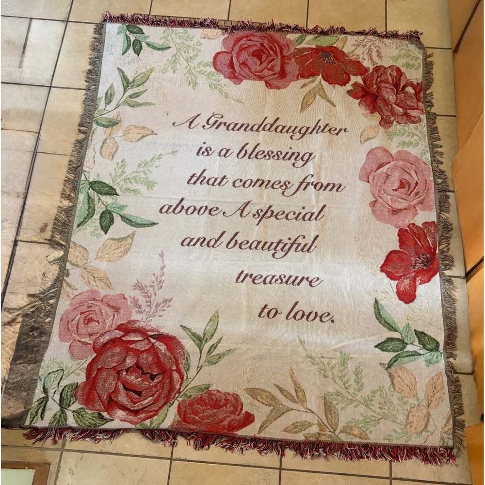 Granddaughter Floral Flowers Tapestry
Woven Throw Blanket 48" × 60"